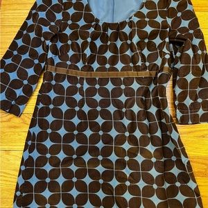 Boden Winter Brown Blue Corduroy Scoop Neck Dress